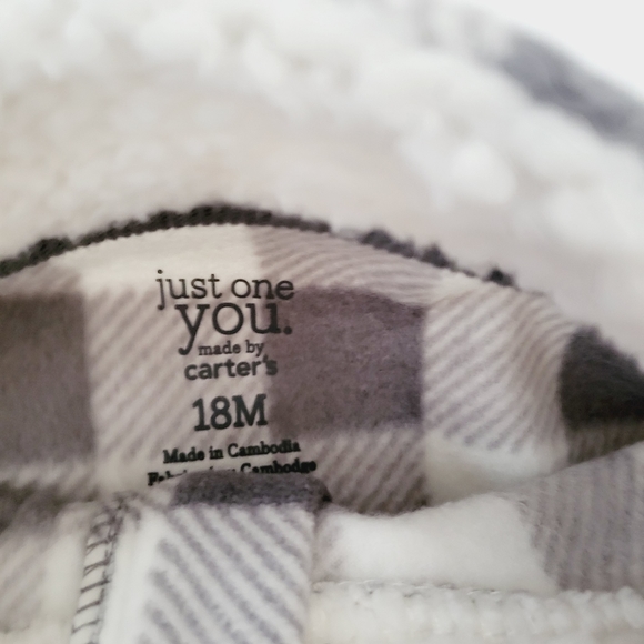 New with tags Just One You by Carter's plaid grey and white  3/4 zip up outfit - Picture 4 of 4